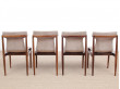 Mid-century Modern set of 4 IK dining chairs in Rio rosewood by Inger Klingenberg