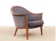 Mid-century Modern paire of lounge chairs in teak and alcantara by Bertil Fridhagen