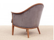 Paire de fauteuils scandinaves en noyer et alcantara