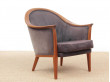 Mid-century Modern paire of lounge chairs in teak and alcantara by Bertil Fridhagen