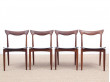 Set of 4 scandinavian chairs in teak designed by Henry Walter Klein