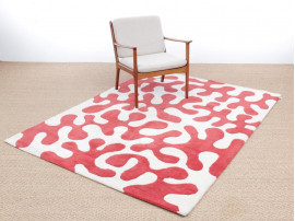 Tapis scandinave en laine tissé main. Pièce unique vintage. 223 x 163 cm.