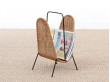 Mid-Century  modern scandinavian magazine rack in rattan