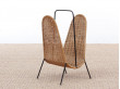 Mid-Century  modern scandinavian magazine rack in rattan