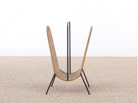 Mid-Century  modern scandinavian magazine rack in rattan