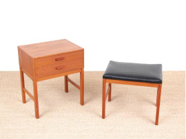 Ensemble d'entrée scandinave en teck, tabouret et meuble à tiroirs