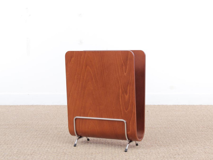 Mid-Century  modern scandinavian magazine rack in pywood. Teak stained