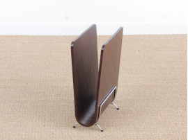 Mid-Century  modern scandinavian magazine rack in pywood. Rossewood stained