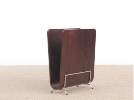 Mid-Century  modern scandinavian magazine rack in pywood. Rossewood stained