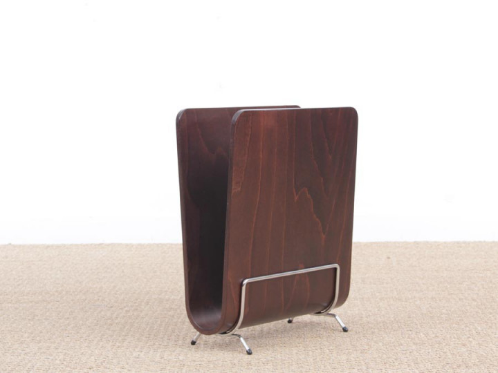 Mid-Century  modern scandinavian magazine rack in pywood. Rossewood stained