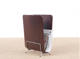 Mid-Century  modern scandinavian magazine rack in pywood. Rossewood stained