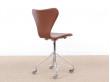 Mid-Century  modern scandinavian leather desk chair Model 3117 by Arne Jacobsen for Fritz Hansen