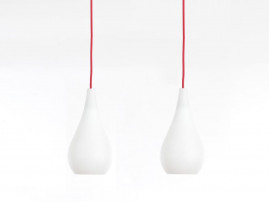 Mid-Century  modern scandinavian pair of opal pendant lamps