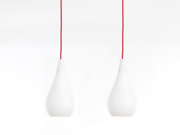 Mid-Century  modern scandinavian pair of opal pendant lamps