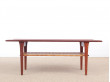 Mid-Century  modern scandinavian coffee table in teak and canne