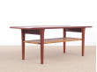 Mid-Century  modern scandinavian coffee table in teak and canne