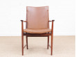 Mid century modern pair of armchair in Rio rosewood and cognac leather by Kai Lyngfeldt Larsen