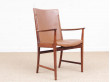 Mid century modern pair of armchair in Rio rosewood and cognac leather by Kai Lyngfeldt Larsen