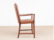 Mid century modern pair of armchair in Rio rosewood and cognac leather by Kai Lyngfeldt Larsen