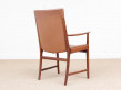 Mid century modern pair of armchair in Rio rosewood and cognac leather by Kai Lyngfeldt Larsen