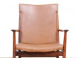 Mid century modern pair of armchair in Rio rosewood and cognac leather by Kai Lyngfeldt Larsen