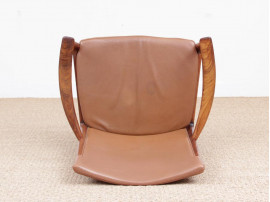 Mid century modern pair of armchair in Rio rosewood and cognac leather by Kai Lyngfeldt Larsen