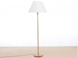 Lampadaire scandinave en chêne et laiton