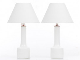 Mid century modern scandinavian pair of opal glass  lamp