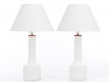 Mid century modern scandinavian pair of opal glass  lamp