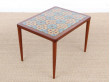 Mid century modern scandinavian teak coffee table with ceramic tiles by H.W. Klein