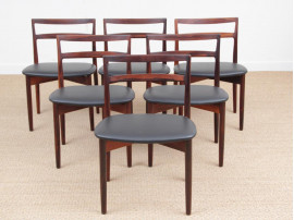 Mid-Century  modern scandinavian set of 6 rosewood chairs modele 61 by Harry Østergaard