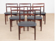 Mid-Century  modern scandinavian set of 6 rosewood chairs modele 61 by Harry Østergaard