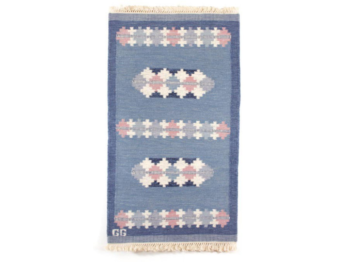 Tapis scandinave Rolakan en laine tissé main. Pièce unique vintage. 166 x 92 cm.