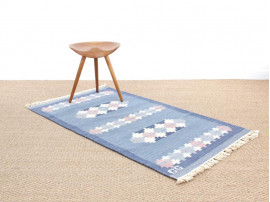 Tapis scandinave Rolakan en laine tissé main. Pièce unique vintage. 166 x 92 cm.