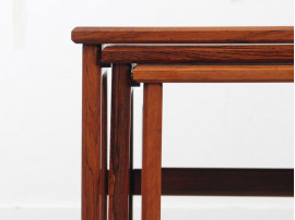 Mid-Century  modern scandinavian nesting tables in Rio rosewood