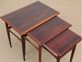 Mid-Century  modern scandinavian nesting tables in Rio rosewood by Poul Hundevad