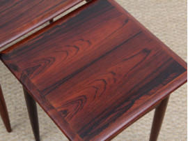 Mid-Century  modern scandinavian nesting tables in Rio rosewood by Poul Hundevad
