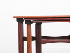 Mid-Century  modern scandinavian nesting tables in Rio rosewood by Poul Hundevad