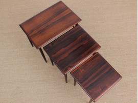 Mid-Century  modern scandinavian nesting tables in Rio rosewood by Poul Hundevad