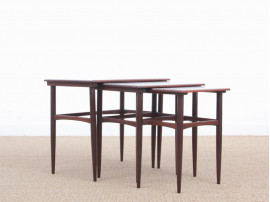 Mid-Century  modern scandinavian nesting tables in Rio rosewood by Poul Hundevad