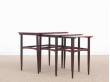 Mid-Century  modern scandinavian nesting tables in Rio rosewood by Poul Hundevad