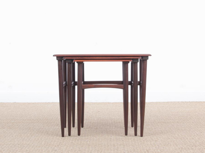 Mid-Century  modern scandinavian nesting tables in Rio rosewood by Poul Hundevad