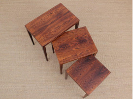 Mid-Century  modern scandinavian nesting tables in Rio rosewood by Severin Hansen