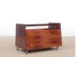 Mid-Century  modern scandinavian vinyl record rack on wheels in Rio rosewood