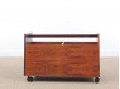 Mid-Century  modern scandinavian vinyl record rack on wheels in Rio rosewood