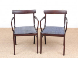 Mid-Century  modern scandinavian pait of 2 armchairs model Rungstedlund in mahogany by Ole Wanscher