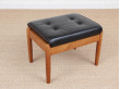 Mid-Century  modern scandinavian stool in teak an leather