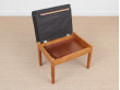 Mid-Century  modern scandinavian stool in teak an leather