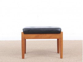 Tabouret scandinave d'entrée en teck et cuir