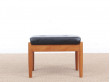 Tabouret scandinave d'entrée en teck et cuir